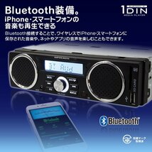 MAXWIN 1DIN マルチメディアデッキ Bluetooth スマホ接続 スマホ充電 AM/FMチューナー 3スピーカー USB/SDスロット 12V 時計表示 1DINSP001_画像4