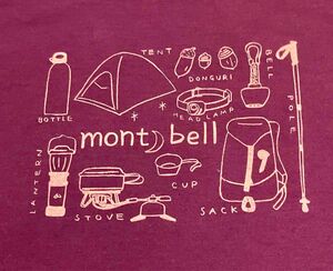 【激レア！】mont-bell WIC.T 山の道具デザインT 廃番貴重 Women's M ワインレッド