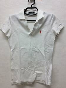 #0564 Western-style clothes RALPH LAUREN Ralph Lauren tops polo-shirt lady's L size white white brand 