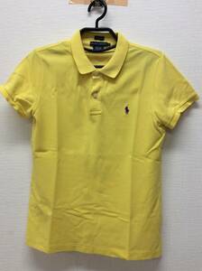 ■0565 洋服 RALPH LAUREN ラルフローレン トップス ポロシャツ スキニー フィット レディース Lサイズ 黄色 イエロー ブランド