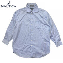 【980円スタート】USA 古着 長袖 シャツ NAUTICA ブルー 青 メンズXLサイズ程度 ノーティカ シンプル 大き目サイズ 古着卸 激安 BG0159_画像1