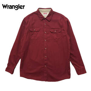 【980円スタート】USA 古着 長袖シャツ Wrangler ラングラー 無地 赤 レッド メンズLTサイズ BG0165