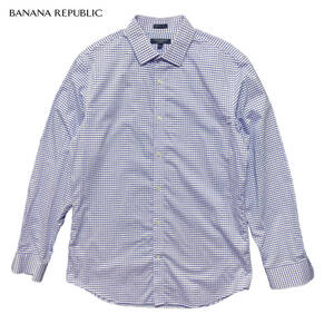 【980円スタート】USA 古着 長袖 シャツ BANANA REPUBLIC パープル メンズLサイズ ギンガムチェック シンプル バナリパ 古着卸 激安 BG0174