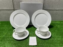 未使用品 Rosenthal ローゼンタール ロマンスホワイト ペアカップ＆ソーサー ペアプレート コーヒーカップ ティーカップ ドイツ製 磁器_画像1