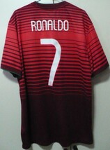 2014NIKE(ナイキジャパン)製ポルトガル代表(H)半袖ユニフォーム7RONALDO【クリスティアーノ・(ロナウド)】ネーム入り　XL　赤_画像2