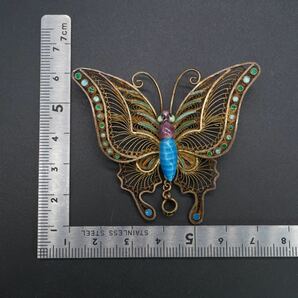 【1647】SILVER シルバー 銀線細工 蝶々 ヴィンテージ ビンテージ ブローチ アクセサリー TIAの画像6
