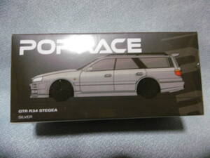 未開封新品 POP RACE 1/64 GTR R34 STEGEA SILVER