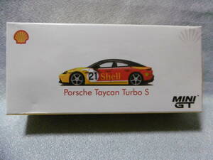 未開封新品 MINI GT 263 Porsche×Shell 香港限定 Porsche Taycan Turbo S 