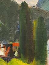 「模写」納富進　1972年作「(スイス)インター ラーケン」風景画　F6号　油絵　絵画　油彩画　直筆サイン_画像9
