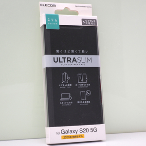 ギャラクシー Galaxy S20 5G (au SCG01, docomo SC-51A) 用 薄型 軽量 手帳型ケース ソフトレザーケース 磁石付 ブラック 黒 未開封品
