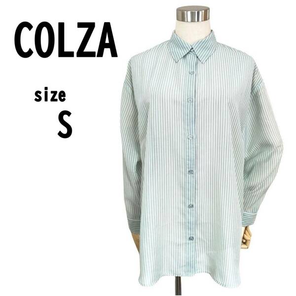 【S】COLZA コルザ レディース シャツ ライトグリーン&ホワイト