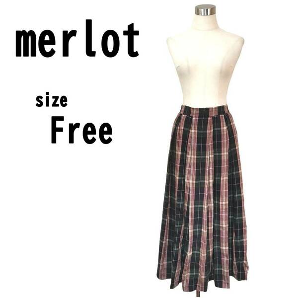 【F】merlot メルロー レディース チェックスカート フレアスカート