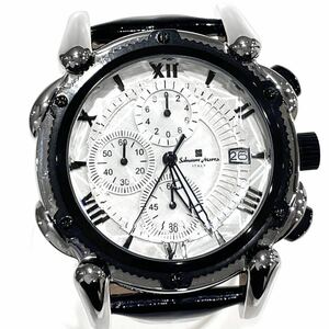 美品 SALVATORE MARRA サルバトーレマーラクロノグラフ メンズ 腕時計 SM12111 カットガラス 白文字盤 レザーベルト クォーツ 送料無料