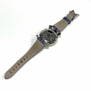 良品 GaGaMILANO ガガミラノ マヌアーレ40mm 5020.3 パープル レザーベルト ホワイト文字盤 レディース クォーツ 箱保付き 送料無料の画像6