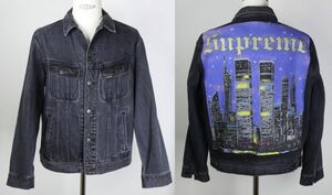 19SS Supreme New York Painted Trucker Jacket Medium シュプリーム ペイント デニム Gジャン トラッカージャケット 黒 b6687