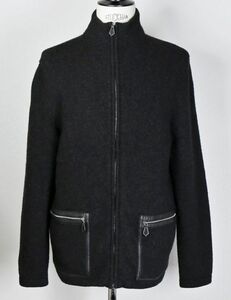 HERMES エルメス ヤク ウール レザーパーツ ドライバーズニット カーディガン ブルゾン L zip sweater b6642