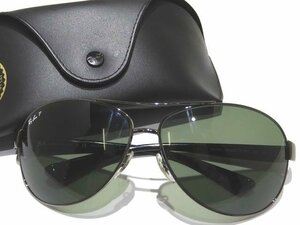 美品 レイバン サングラス ティアドロップ ☆ RB3386 ガンメタ系 金属フレーム ▼ Ray-Ban 偏光レンズ メンズ 5I 6B