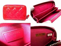 シャネル コインケース ■ エナメル ピンク マトラッセ ラウンドファスナー 小銭入れ 財布 CHANEL □6Ｂ_画像2