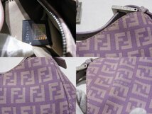 フェンディ FENDI ☆ ズッキーノ柄 ショルダーバッグ ロゴ ハンド 肩掛け キャンバス ピンク系カラー▼ ヨシフト0/6B_画像5