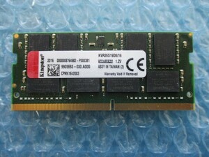 Kingston 16GB×1枚 DDR4 2666 KVR26S19D8/16 中古動作品 ノートPC用 メモリ【NM-215】