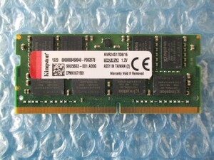 Kingston 16GB×1枚 DDR4 2400 KVR24S17D8/16 中古動作品 ノートPC用 メモリ【NM-294】