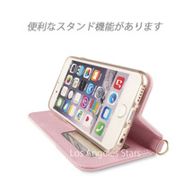iPhone11 ケース 手帳型 iphone 11 アイホン11 かわいい カバー ストラップ ミラー ピンク 桃色 _画像4