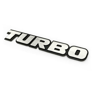 エンブレム 車 ステッカー TURBO ターボ パーツ カー用品 3D アクセサリー ロゴ マーク バックドア 外装 Aタイプ 色シルバー 送料無料