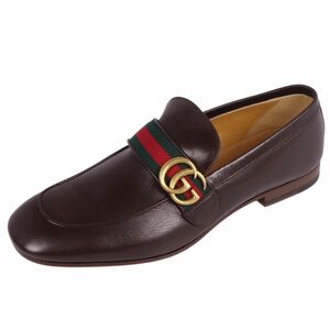 未使用 グッチ GUCCI ローファー シェリーライン GG金具 カーフレザー シューズ 靴 メンズ 7 1/2(26.5cm相当) ブラウン cf01ed-rm05e26733