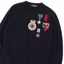 美品 ドルチェ&ガッバーナ DOLCE&GABBANA ニット セーター クルーネック パッチ ミドルゲージ ウール トップス 46 黒色 cf02dr-rm10c14621_画像2