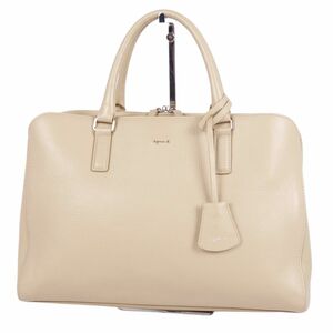 beautiful goods Agnes B agnes b. bag handbag car f leather bag bag lady's beige cf02me-rm05c14468