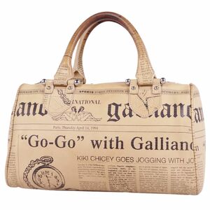  Galliano GALLIANO bag Boston bag Mini vi - gun leather total pattern men's Italy made beige cf02dd-rm04c14596