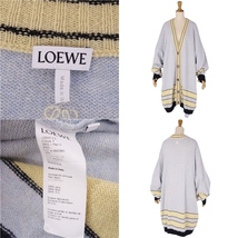 美品 ロエベ LOEWE カーディガン ロングスリーブ オーバーサイズ ウール トップス レディース L ブルー/イエロー cf02dr-rm10e26847_画像7