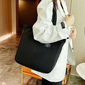 ☆トートバッグ ☆キャンバスブラック☆肩掛けバッグ☆通勤通学かばん☆シンプル黒鞄の画像2