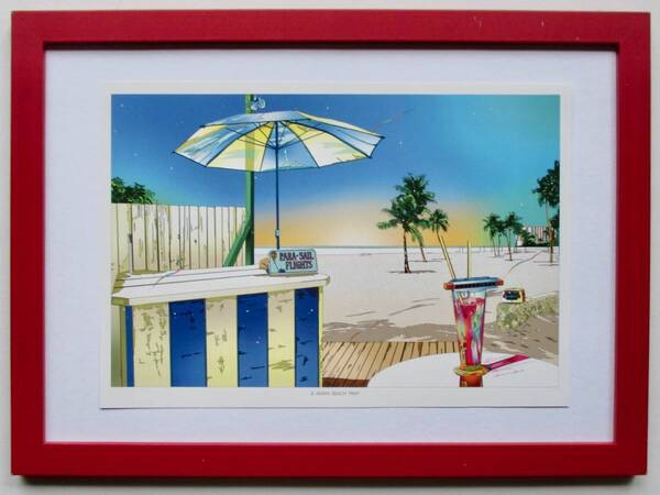 鈴木英人「MIAMI BEACH TRAP」印刷物 画集画 A4新品額入り