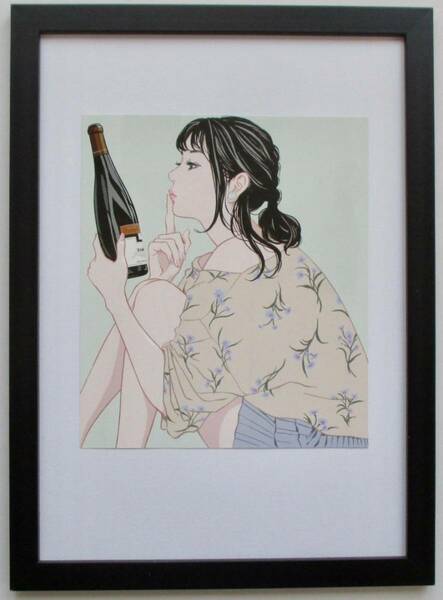  江口寿史「二人で飲みたいな〜」印刷物　画集画 A4新品額入り