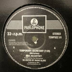 ●レア/レコード/12inch●Paul McCartney / Temporary Secretary●Parlophone●TEMPSEC 01●Radio Slave Remix