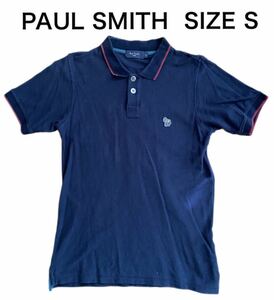 【送料無料】中古 PAUL SMITH ポール スミス ポロシャツ ゼブラ ネイビー サイズS