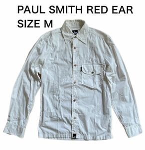 【送料無料】中古 PAUL SMITH RED EAR レッドイアー 長袖 シャツ ボタンダウン Yシャツ 切絵パッチワーク デザイン サイズM