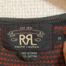 RRL Ralph Lauren ダブルアールエル ラルフローレン サーマルカットソー 長袖 ロンT ロングTシャツ XS チャコールグレー×レッド_画像3