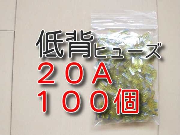 ゆうパケット 100個 20A 低背ヒューズ ★送料無料★ 自動車 バイク ブレードヒューズ 背低ヒューズ ヒューズセット 低頭ヒューズ