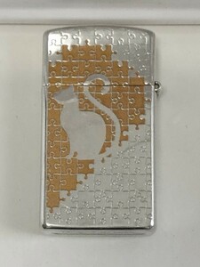 G163 ZIPPO 2014年製 希少 ヴィンテージ スリムジッポ CAT ネコ キャット 猫柄 シルバー色系 ジッポライター