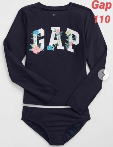 【新品】GAP KIDS ギャップ キッズ ラッシュガード 長袖 セパレート ロゴ 水着 女の子 110cm スイムウェア