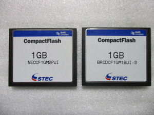 ●STEC CFカード 1GB（NECCF1GM2PUI+BRCDCF1GM1BUI）2個（枚）セット●コンパクトフラッシュカード●Windows10でフォーマット済み（FAT）●