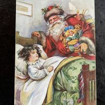 A.L.Bowley ★ アンティーク ポストカード　1908年消印　Raphael Tuck Oiletteシリーズ クリスマス　サンタクロース　子供　イギリス　_画像2