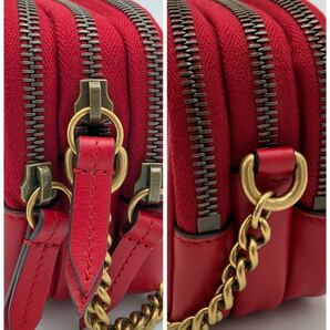 未使用品 GUCCI グッチ GGマーモント キルティング チェーンショルダーバッグ レザー 赤 レッド ミニ ハート 本革の画像4