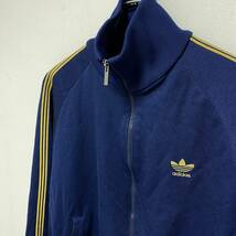 80s adidas アディダス ジャージ トラック ジャケット L ネイビー メンズ 三本線 西ドイツ デサント ビンテージ TAD-7A 24-0129_画像3