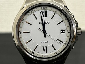 稼動品　A3　SEIKO　セイコー　7B24-0AX0　DOLCE　ドルチェ　デイト　電波ソーラー　メンズ腕時計　ブランド腕時計　白文字盤　現状品