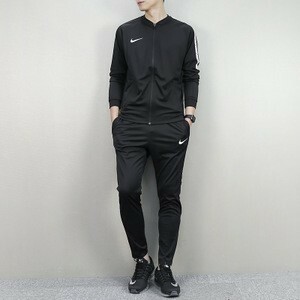 NIKE Nike SQUAD knitted to Lux -tsu jersey top and bottom setup Bick swoshu black × white size XXL