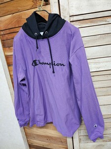 Champion REVERSE WEAVE フード付き ロングスリーブTシャツ チャンピオン ロンT 紫 パープル size XL