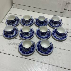  Old Orient ceramics 1920~1930 year about blue gold paint small cup & saucer 10 customer set 